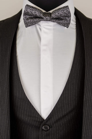 Black striped Quesste extended suit with a vest