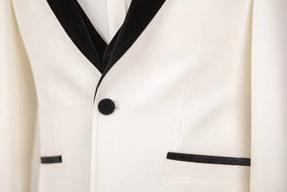Balts ar melnu Quesste slim fit smokings ar melnu samta vesti