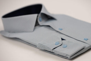 Light blue Nino Pacoli slim-fit shirt with a pattern of small squares