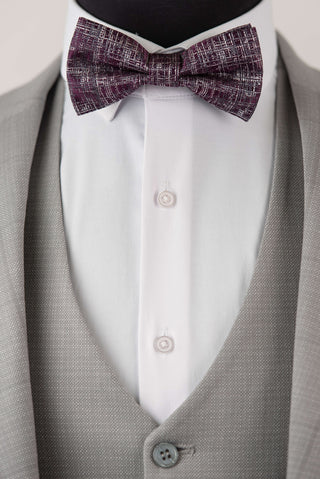 Light grey Azzaro slim fit suit with a vest and a plaid pattern