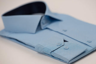 Light blue Nino Pacoli slim-fit shirt with a pattern of small squares
