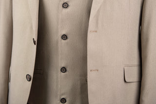 Beige Lucio slim fit suit with a vest