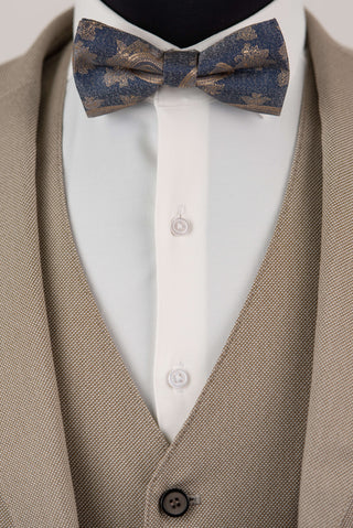 Beige Lucio slim fit suit with a vest