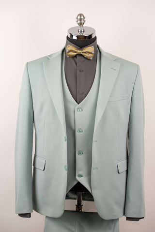 Piparmētru zaļš (mint) Azzaro slim fit uzvalks ar vesti