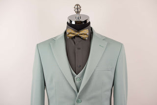 Mint green Azzaro slim fit suit with a vest