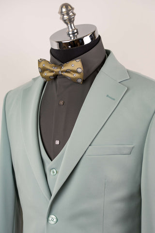 Mint green Azzaro slim fit suit with a vest