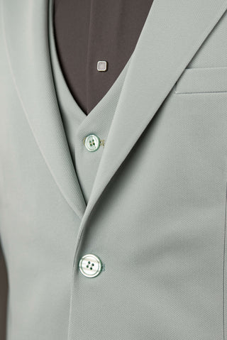 Mint green Azzaro slim fit suit with a vest