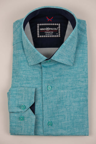 Tirkīza zils Nino Pacoli slim fit krekls