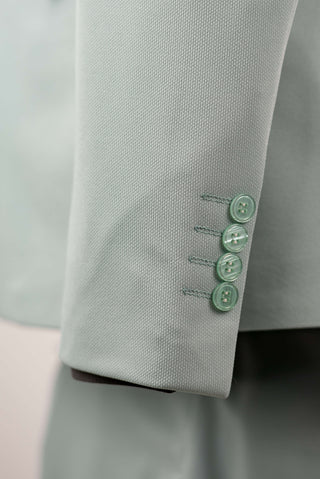 Mint green Azzaro slim fit suit with a vest