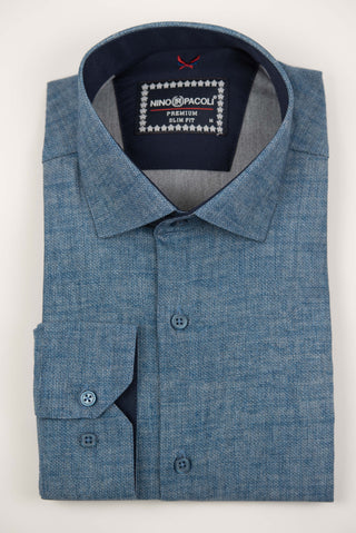 Zils Nino Pacoli slim fit krekls