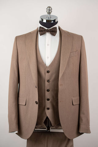 Tumši bēšs Quesste pagarināts uzvalks ar vesti