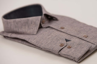 Light brown Nino Pacoli slim-fit shirt with darker inlays