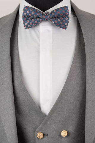 Pelēks Quesste slim fit uzvalks ar zelta pogām un divrindu pogu vesti