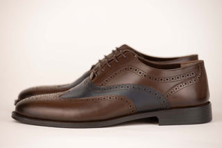 Dark brown Derimo leather shoes with blue accent