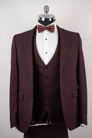 Tumši bordo Quesste pagarināts uzvalks ar vesti