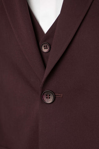 Dark burgundy Quesste extended suit with a vest