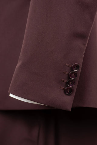 Dark burgundy Quesste extended suit with a vest
