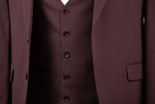 Dark burgundy Quesste extended suit with a vest