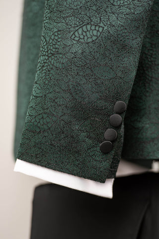 Dark green Azzaro slim fit tuxedo with a pattern and a vest