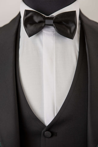 Dark green Azzaro slim fit tuxedo with a pattern and a vest