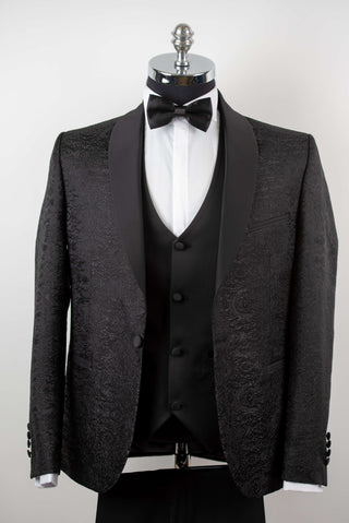 Melns Azzaro slim fit smokings ar rakstu un vesti