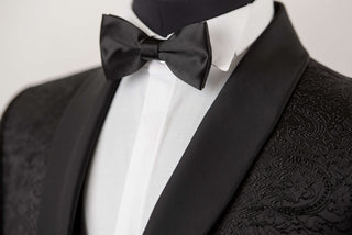Black Azzaro slim fit tuxedo with a pattern and a vest