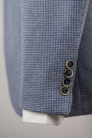 Lozenge regular fit stretch blazer with a dark blue and white pattern