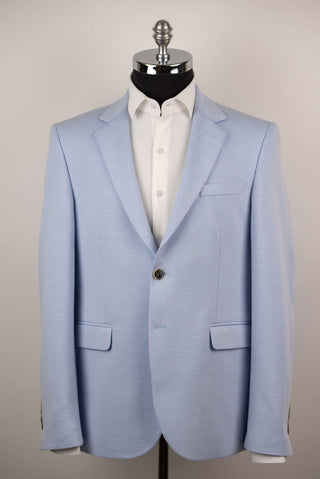 Lozenge regular fit stretch blazer with a light blue and white pattern
