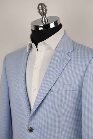 Lozenge regular fit stretch blazer with a light blue and white pattern