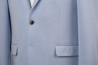 Lozenge regular fit stretch blazer with a light blue and white pattern
