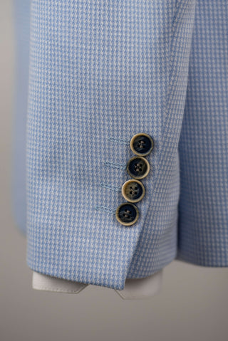 Lozenge regular fit stretch blazer with a light blue and white pattern
