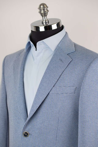 Lozenge regular fit stretch blazer with a blue and white pattern