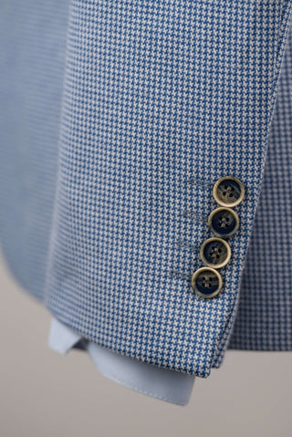 Lozenge regular fit stretch blazer with a blue and white pattern