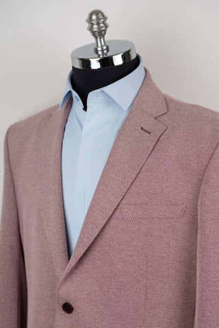 Lozenge regular fit stretch blazer with a burgundy and white pattern