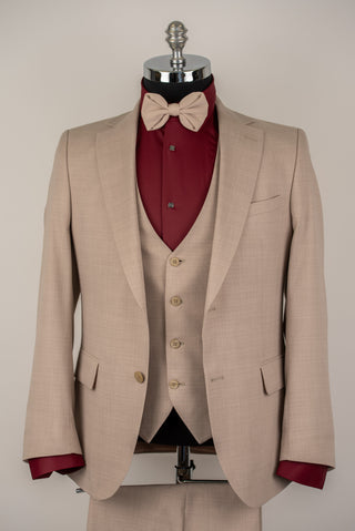 Bēšs Quesste slim fit uzvalks ar vesti