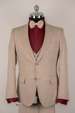 Bēšs Quesste slim fit uzvalks ar vesti
