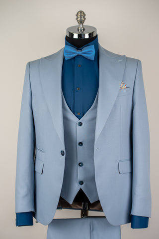 Gaiši zils Quesste slim fit uzvalks ar vesti