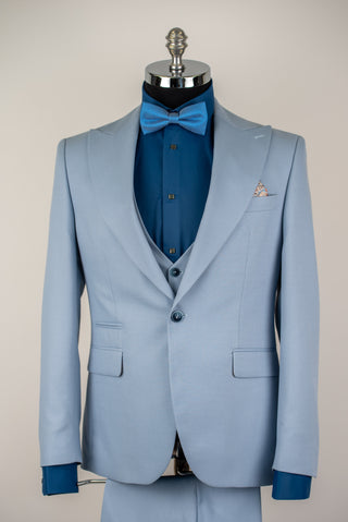 Gaiši zils Quesste slim fit uzvalks ar vesti