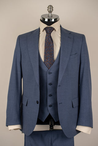 Blue Quesste slim fit suit with a vest