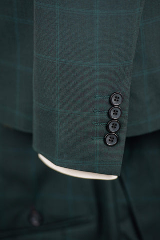 Dark green Lucio regular fit suit with a plaid pattern