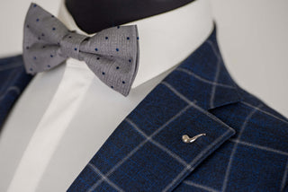 Blue Lucio extended suit with a light plaid pattern