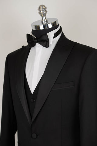 Black Lucio slim fit tuxedo with a vest