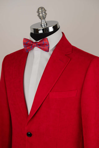 Bright red Victor Enzo slim fit velvet blazer