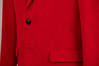 Bright red Victor Enzo slim fit velvet blazer