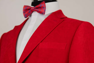 Bright red Victor Enzo slim fit velvet blazer