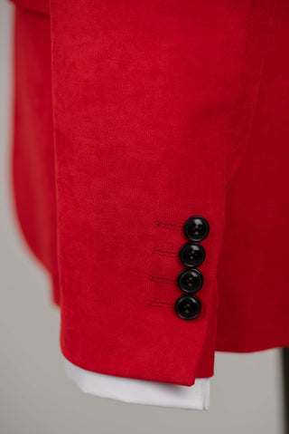Bright red Victor Enzo slim fit velvet blazer