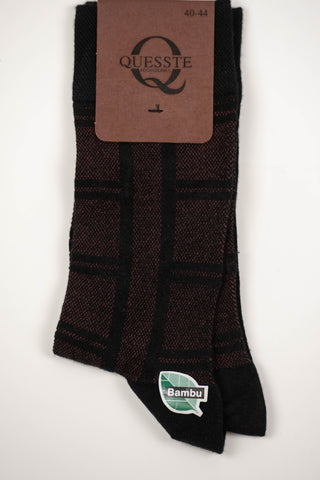 Black socks with burgundy details