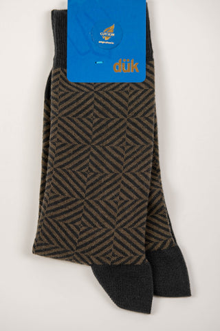 Brown-gray socks with a geometric pattern