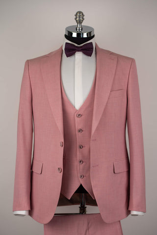 Pink Quesste slim fit suit with a vest