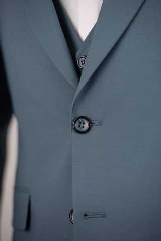 Turquoise blue Quesste slim fit suit with a vest